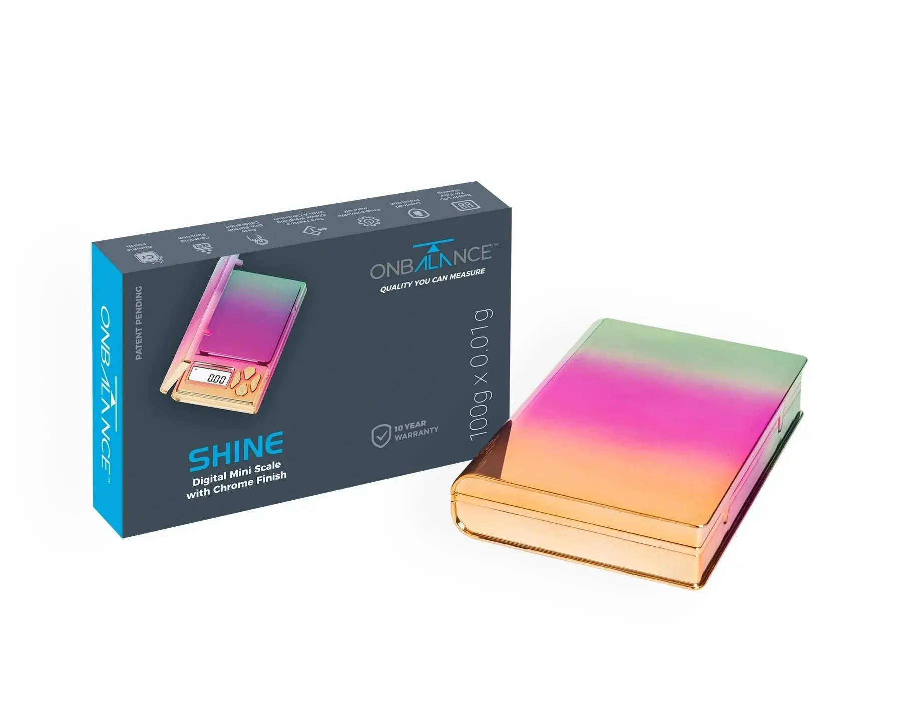 ONBALANCE Shine Digital Mini Scale with Chrome Finish - Rainbow - - Mini Scale - OnBalance - Cali Tobacconist