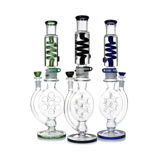 Phoenix PHX597 Glassware with Freezable Coil and Percolator - Phoenix PHX597 Glassware with Freezable coil and Percolator - Cali Distributions - Glassware Phoenix Star - phx597 blue - Green - - Water Pipe - Phoenix Star - Cali Accessories