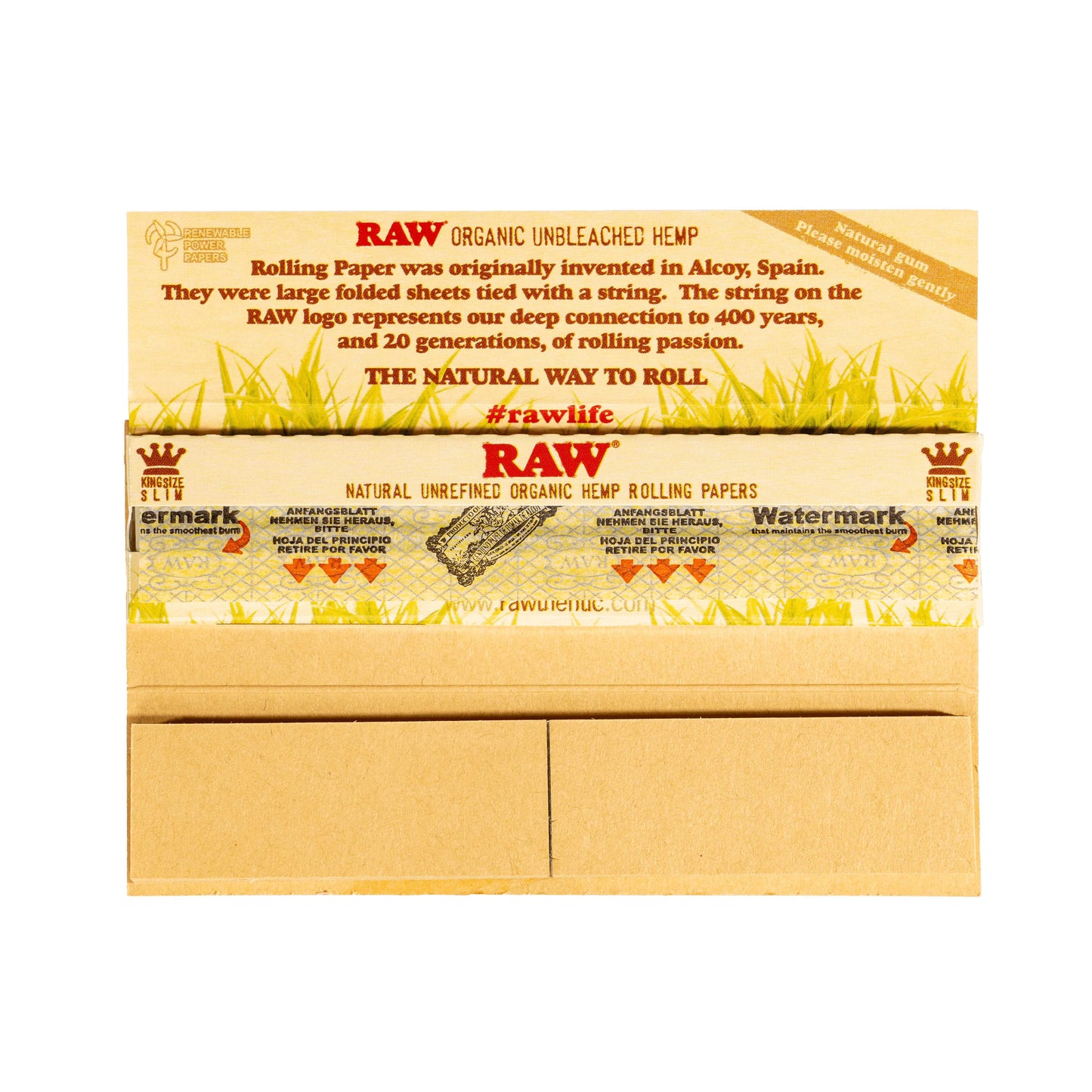 RAW Rolling Papers - King - Papers + Tips - Organic- Rolling Papers - RAW - Cali Tobacconist