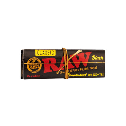 RAW Rolling Papers - 1 1/4 - Papers + Tips - Black- Rolling Papers - RAW - Cali Tobacconist