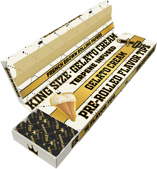 King Palm KING SIZE French Rolling Papers w/ Flavoured Tips - Gelato Cream King Palm