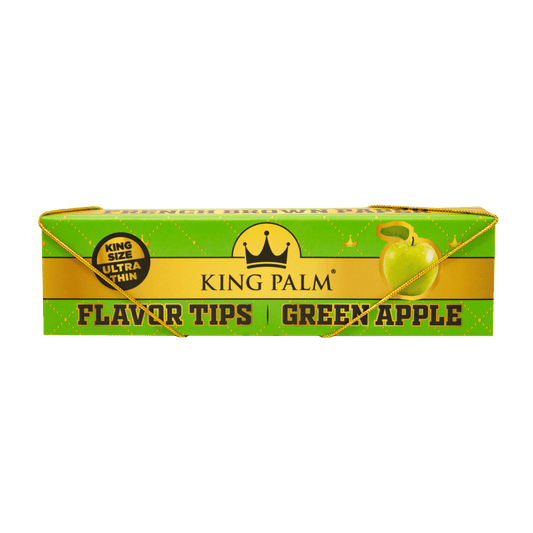 King Palm KING SIZE French Rolling Papers w/ Flavoured Tips (24 Pack) - Green Apple King Palm