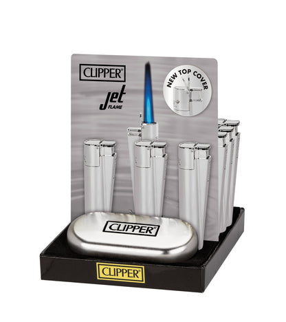Clipper Classic Large | Premium Metal - Jet Flame - Silver - Cali Distributions - Lighters Clipper -