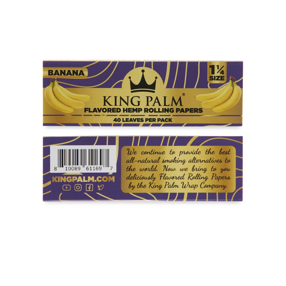 King Palm 1 1/4 Flavoured Hemp Rolling Papers (22 Pack) - Banana - Cali Distributions - Rolling Papers King Palm -
