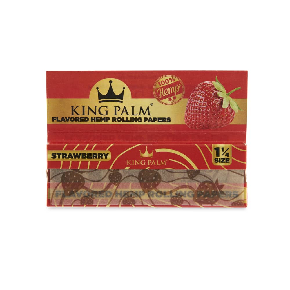 King Palm 1 1/4 Flavoured Hemp Rolling Papers (22 Pack) - Strawberry - Cali Distributions - Rolling Papers King Palm -