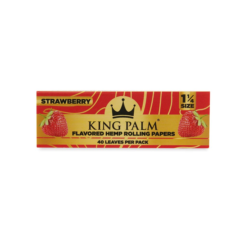 King Palm 1 1/4 Flavoured Hemp Rolling Papers (22 Pack) - Strawberry - Cali Distributions - Rolling Papers King Palm -