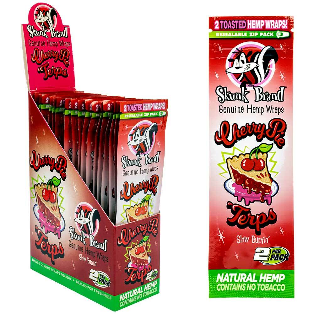 Skunk Brand Terp Infused Hemp Wraps - Cherry Pie-25 pouches - Cali Distributions - Blunt wraps Skunk Brand -