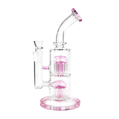 Double Percolator - Hand Blown Glassware - Glass Double Perc WP200 Glassware - Cali Distributions - Glassware Glass WP - WP200 PINK - Pink - - Water Pipe - Glass WP - Cali Accessories