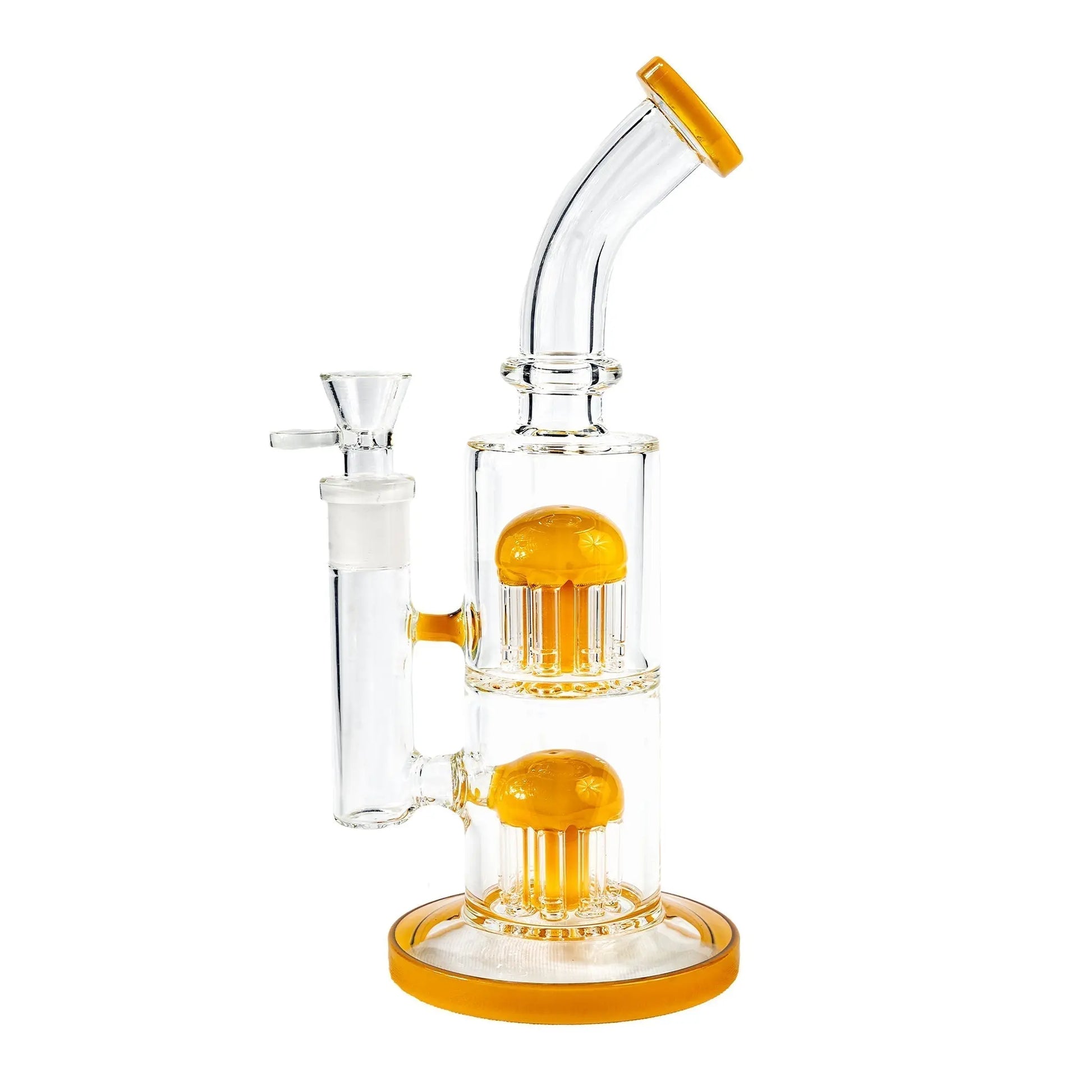 Double Percolator - Hand Blown Glassware - Glass Double Perc WP200 Glassware - Cali Distributions - Glassware Glass WP - WP200 YELLOW - Yellow - - Water Pipe - Glass WP - Cali Accessories