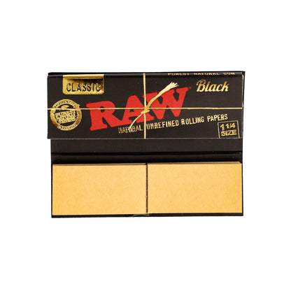 RAW Rolling Papers - 1 1/4 - Papers + Tips - Black- Rolling Papers - RAW - Cali Tobacconist