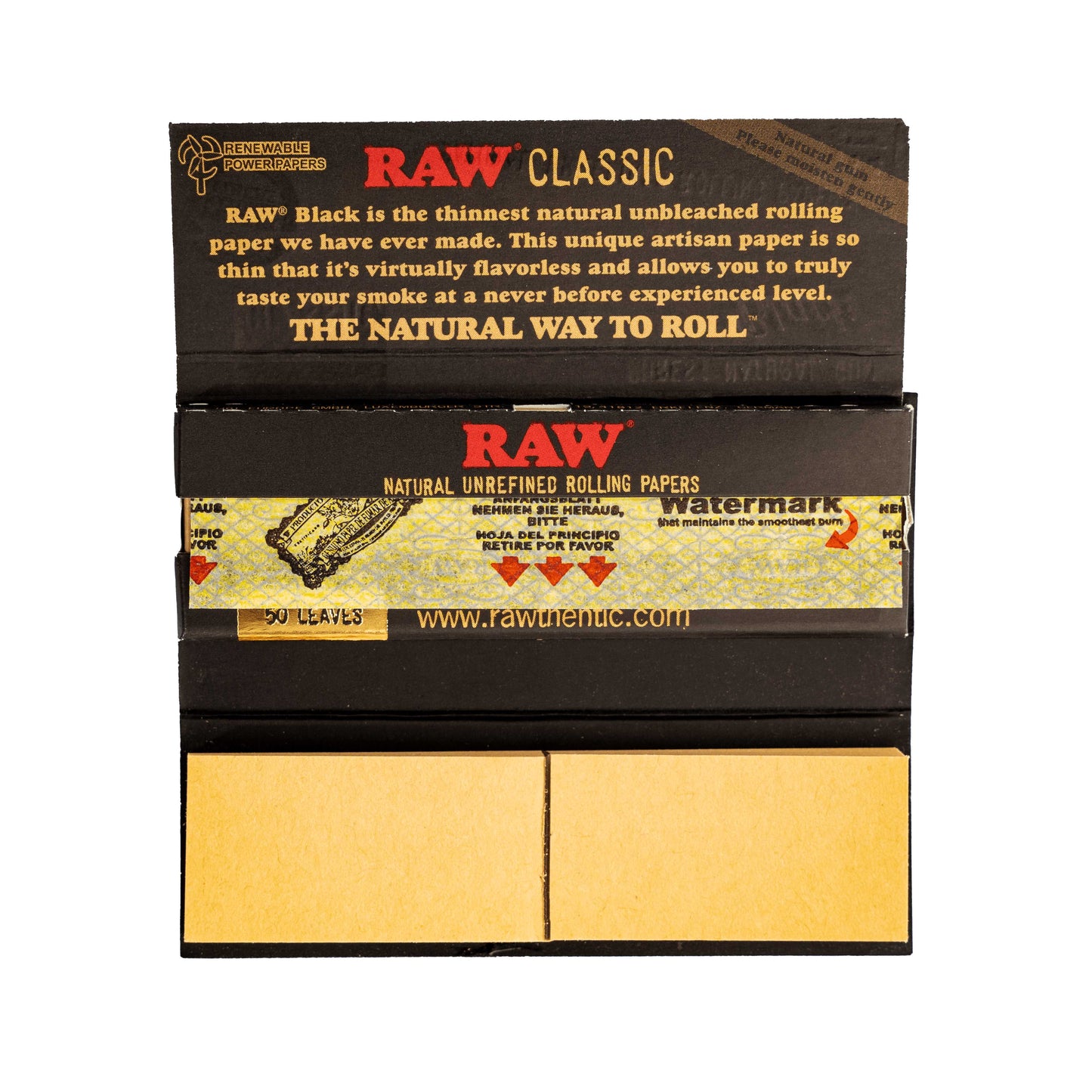 RAW Rolling Papers - 1 1/4 - Papers + Tips - Black- Rolling Papers - RAW - Cali Tobacconist