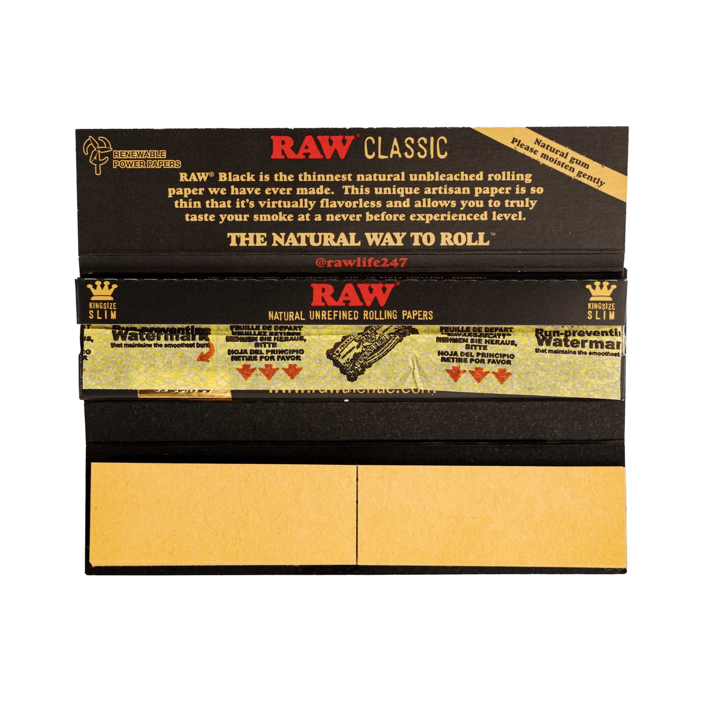 RAW Rolling Papers - King - Papers + Tips - Black- Rolling Papers - RAW - Cali Tobacconist