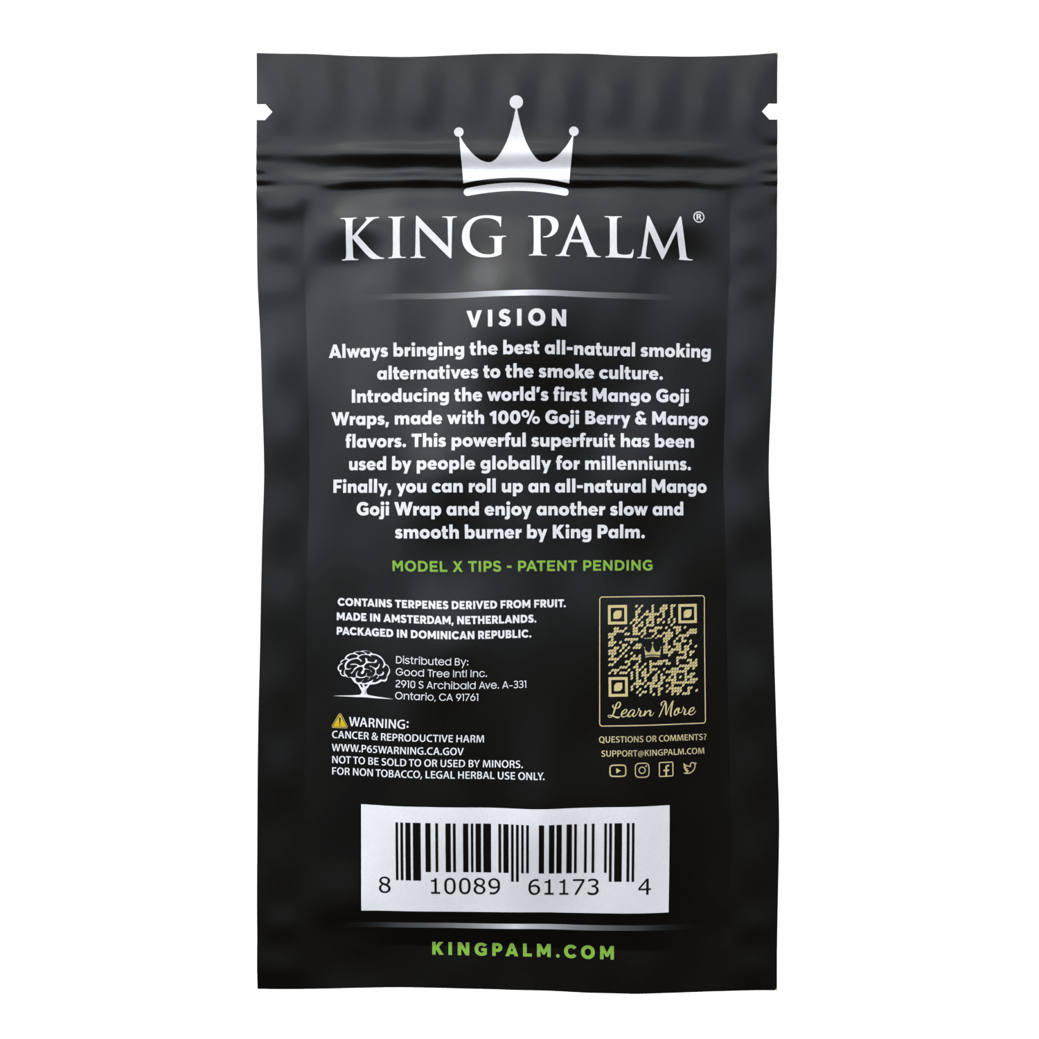 King Palm 4pk Goji Wraps 15 Pack - Mango King Palm