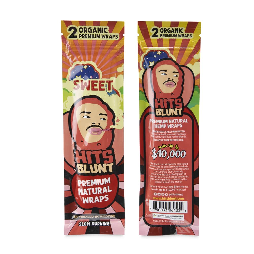 Hits Blunt Organic 2pk Premium Hemp Wraps (24 Pack) - Sweet - Cali Distributions - Blunt wraps Hits Blunt -