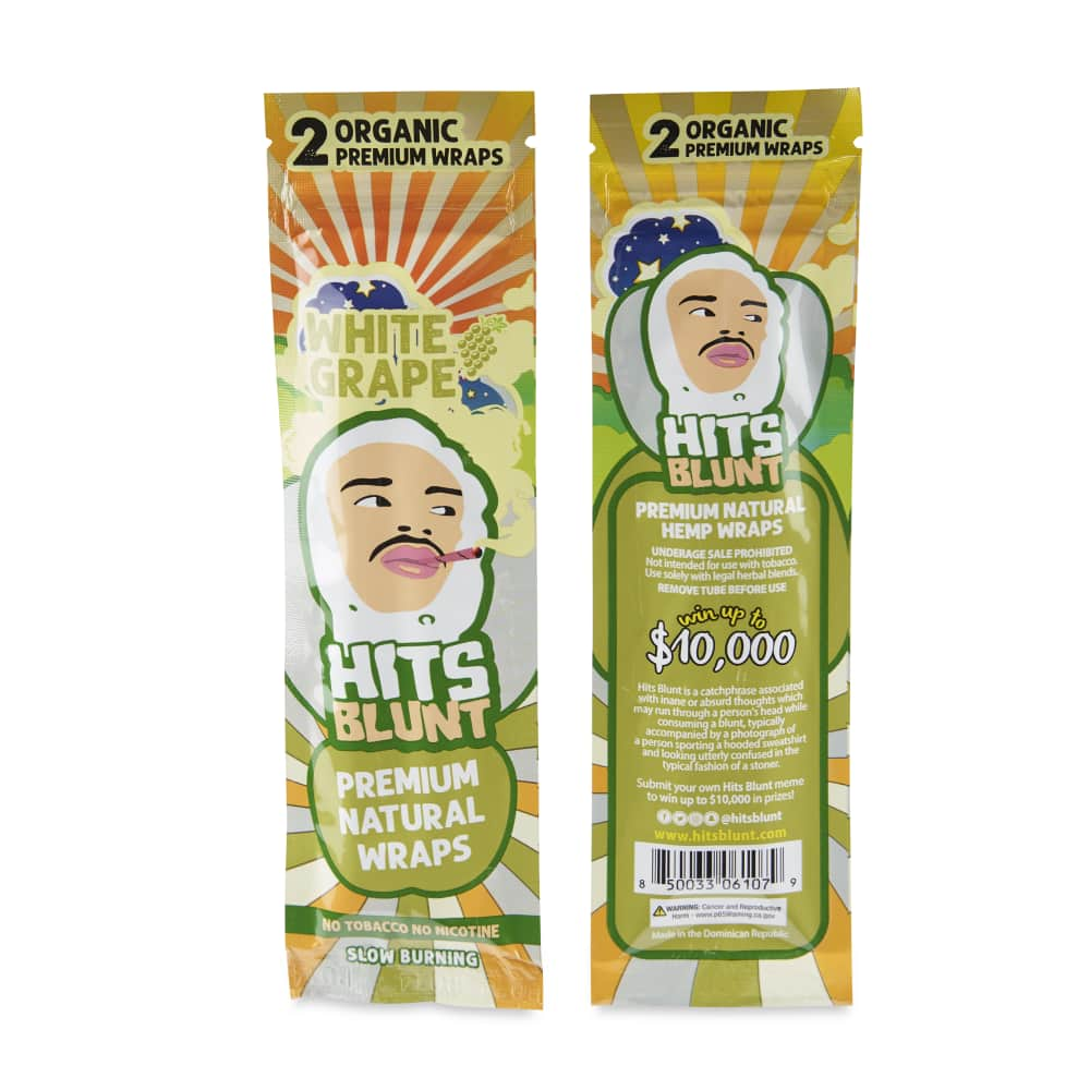 Hits Blunt Organic 2pk Premium Hemp Wraps (24 Pack) - White Grape - Cali Distributions - Blunt wraps Hits Blunt -