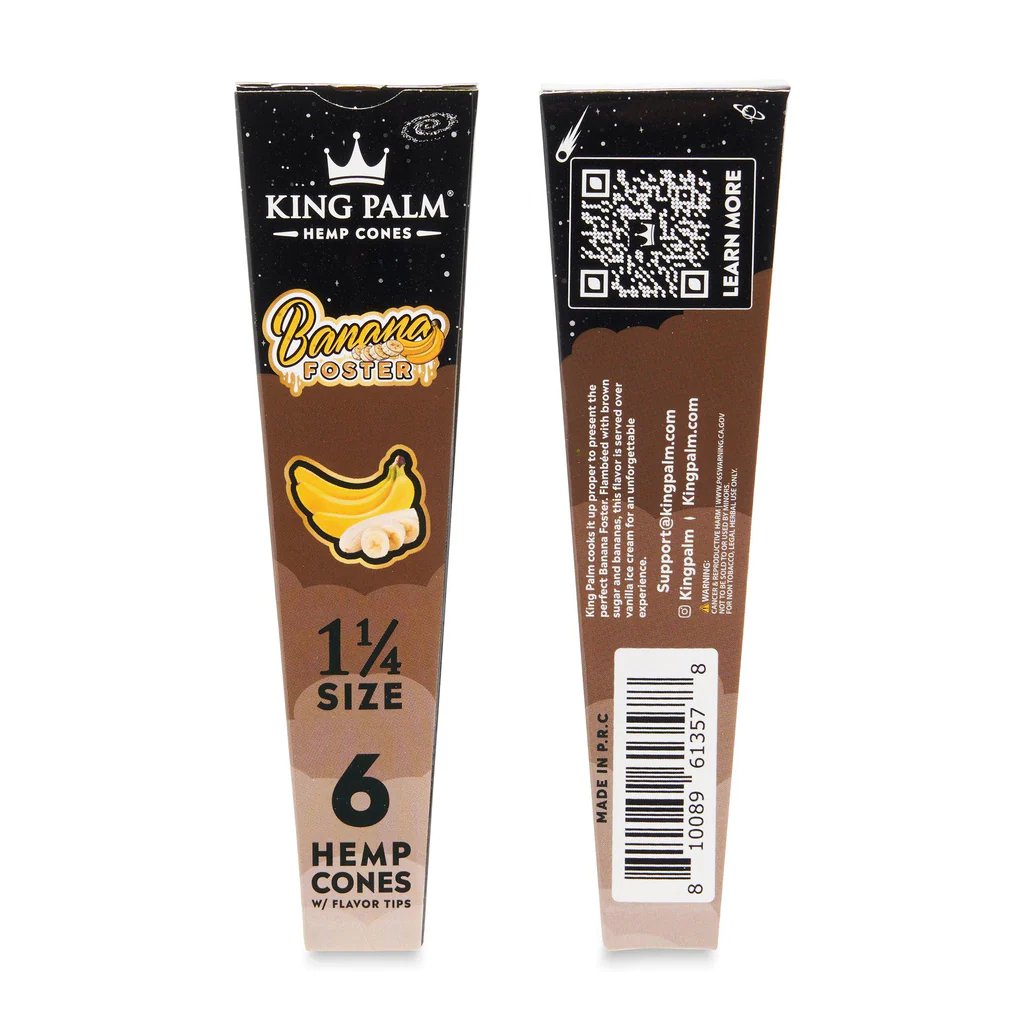 King Palm 1 ¼ Size Hemp Cones (30 Pack) - Banana Foster - Cali Distributions - Pre-Rolled Papers King Palm -