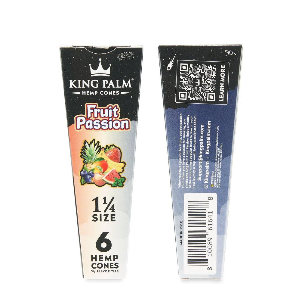 King Palm 1 ¼ Size Hemp Cones (30 Pack) - Fruit Passion - Cali Distributions - Pre-Rolled Papers King Palm -