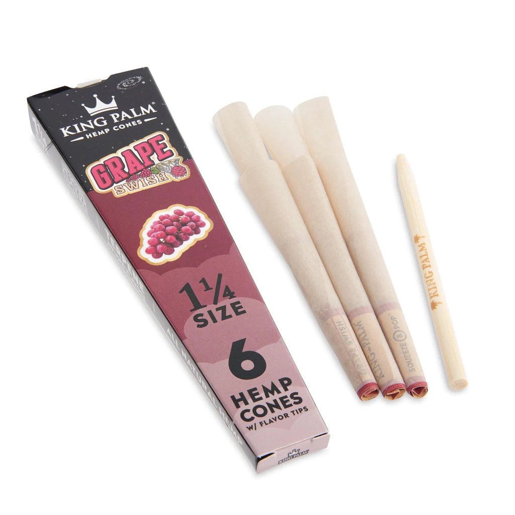 King Palm 1 ¼ Size Hemp Cones (30 Pack) - Grape Swish - Cali Distributions - Pre-Rolled Papers King Palm -