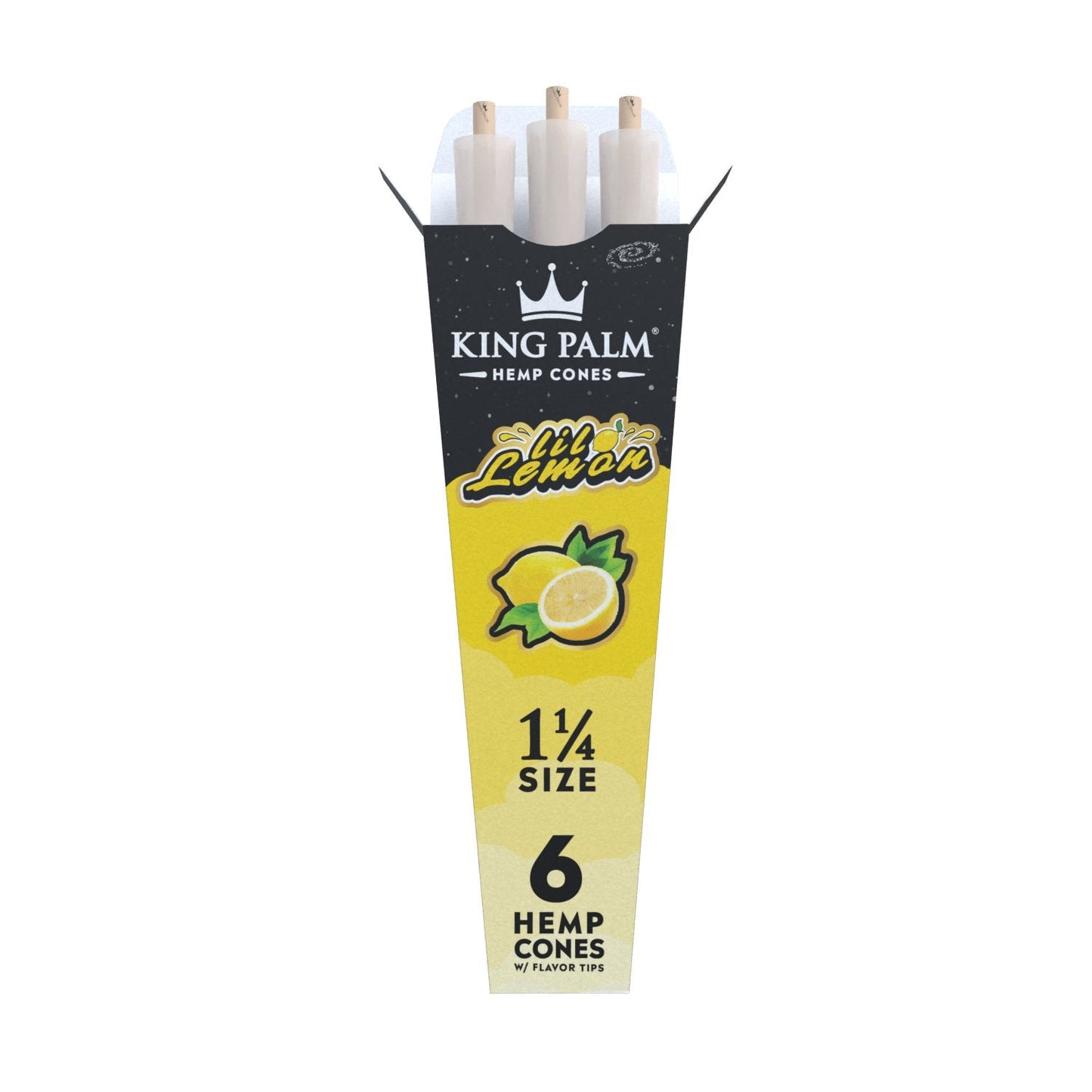 King Palm 1 ¼ Size Hemp Cones (30 Pack) - Lil' Lemon - Cali Distributions - Pre-Rolled Papers King Palm -