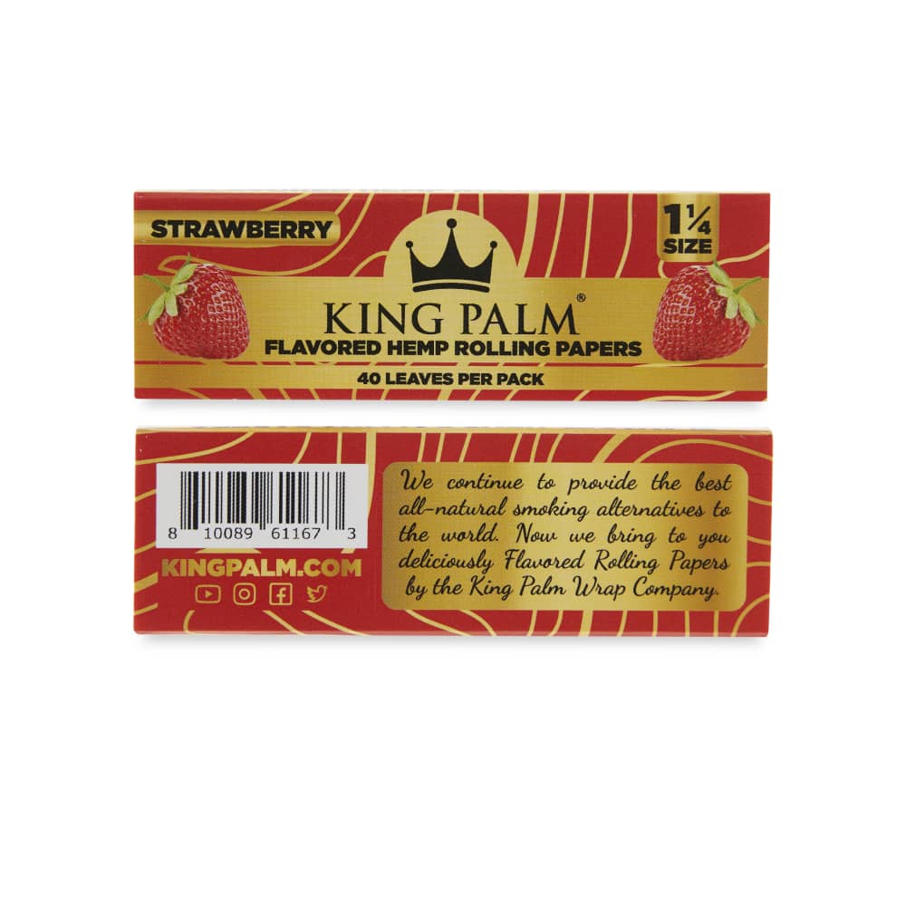 King Palm 1 1/4 Flavoured Hemp Rolling Papers (22 Pack) - Strawberry - Cali Distributions - Rolling Papers King Palm -