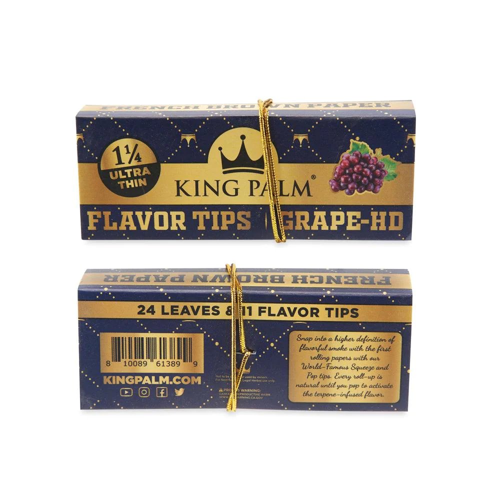 King Palm 1 ¼ Size French Brown Papers w/ Flavoured Tips – Grape HD - Cali Distributions - Rolling Papers King Palm -