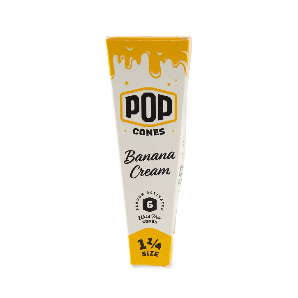 Ultra Thin Pop Cones 1 ¼ Size 6pk with Flavour Tips (24 Pack) - Banana Cream - Cali Distributions - Pre-Rolled Papers POP -